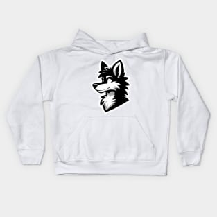 Simple Anthro Furry Wolf Silhouette V2 Kids Hoodie